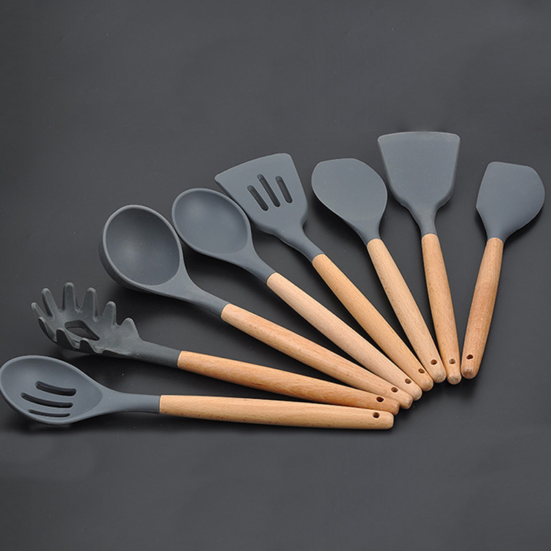 Silicone Wooden Handle Cooking Utensils (Set of 8)