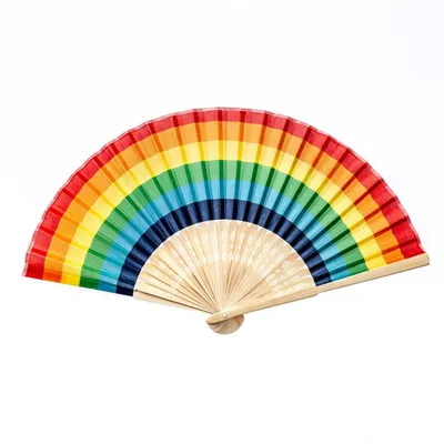 Silk and Bamboo Rainbow Hand Fan Silk and Bamboo Rainbow Hand Fan