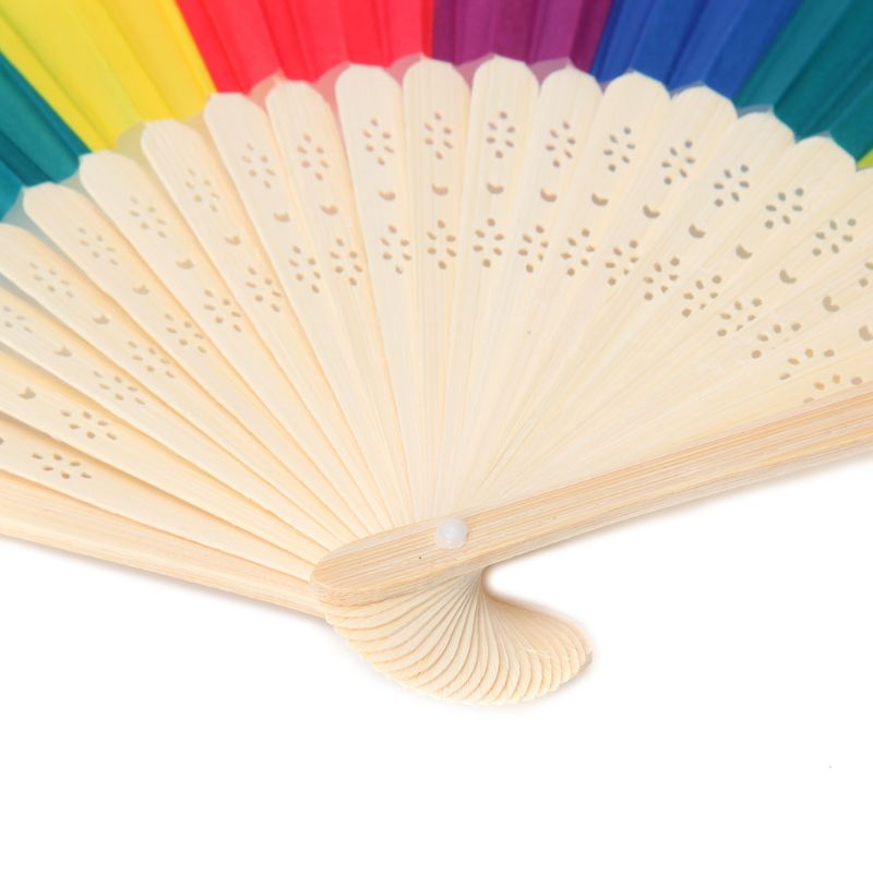 Silk and Bamboo Rainbow Hand Fan Silk and Bamboo Rainbow Hand Fan