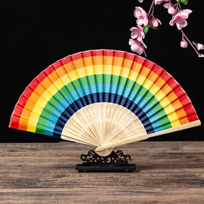 Silk Cloth Folding Rainbow Fan Silk Cloth Folding Rainbow Fan