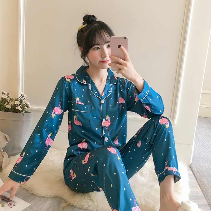 Silk Pajama Set Women's Sleepwear Silk Pajama Set Women's Sleepwear