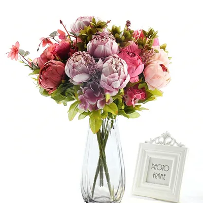 Silk Peonies Decorative Flowers 13Heads/Bunch Silk Peonies Decorative Flowers 13Heads/Bunch