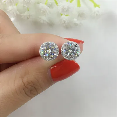 Silver Diamond Stud Earrings Ladies Jewelry Silver Diamond Stud Earrings Ladies Jewelry
