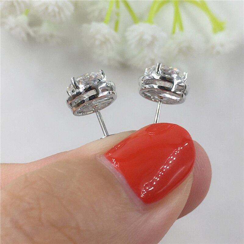 Silver Diamond Stud Earrings Ladies Jewelry Silver Diamond Stud Earrings Ladies Jewelry