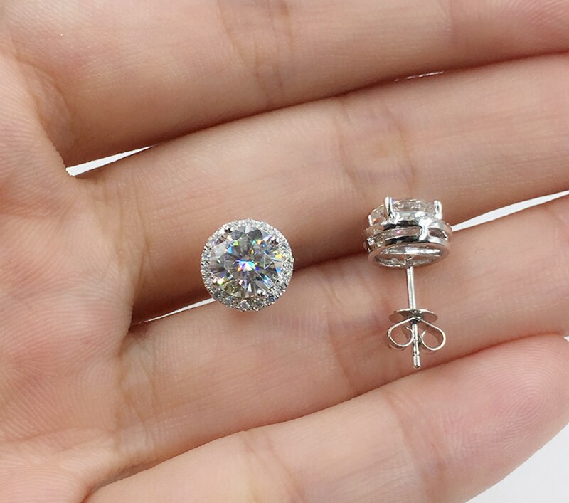 Silver Diamond Stud Earrings Ladies Jewelry Silver Diamond Stud Earrings Ladies Jewelry