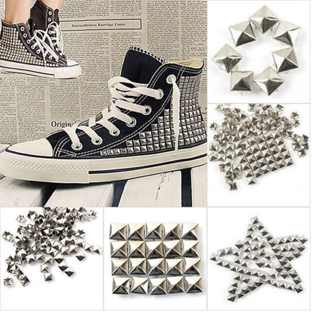 Silver DIY Pyramid Studs (100 Pcs)