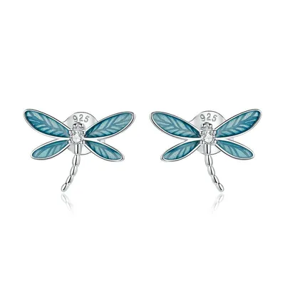Silver Dragonfly Earrings for Women