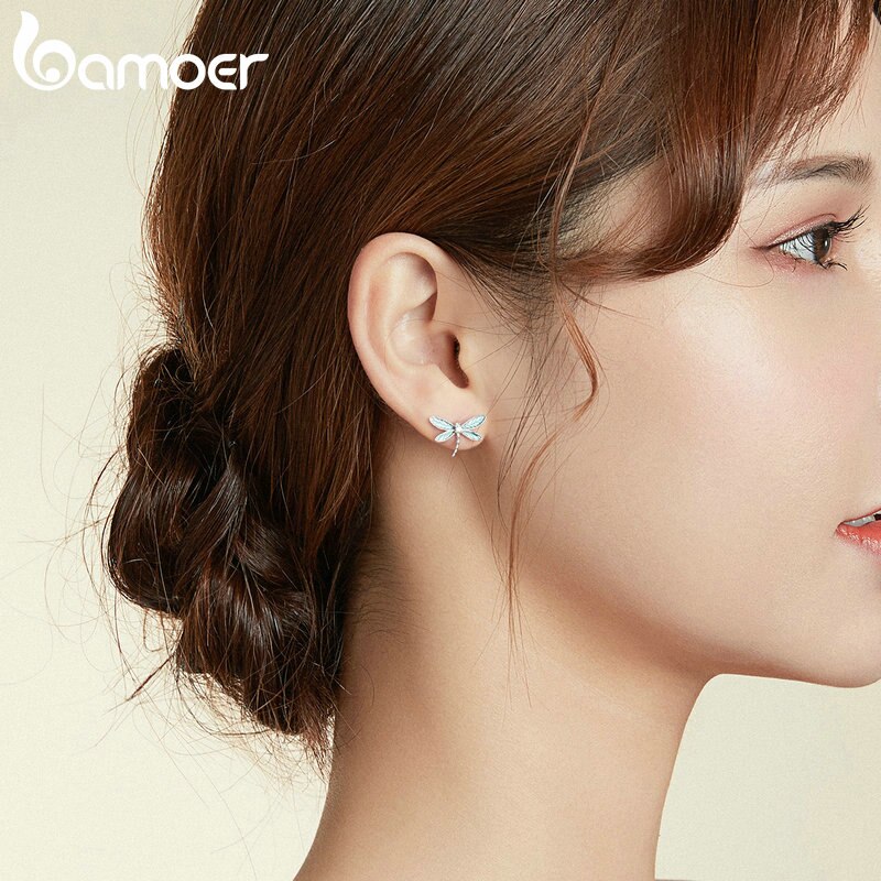 Silver Dragonfly Earrings for Women