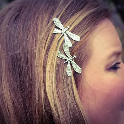 Silver Dragonfly Hair Pins (2 pcs)