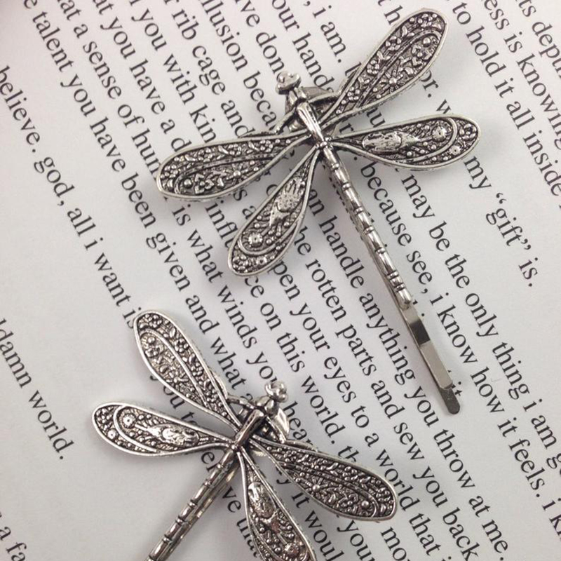 Silver Dragonfly Hair Pins (2 pcs)