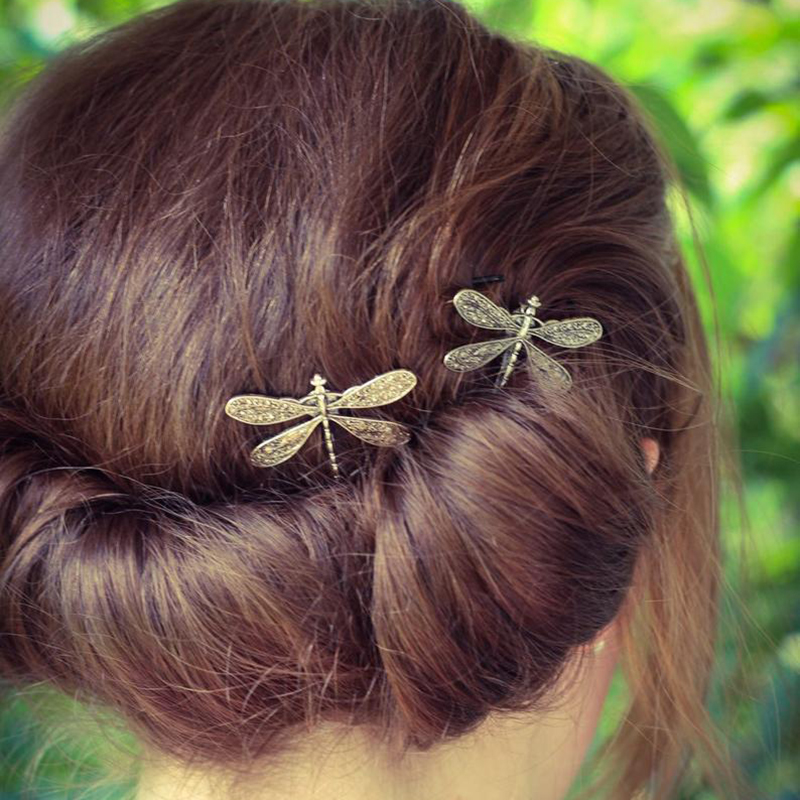 Silver Dragonfly Hair Pins (2 pcs)