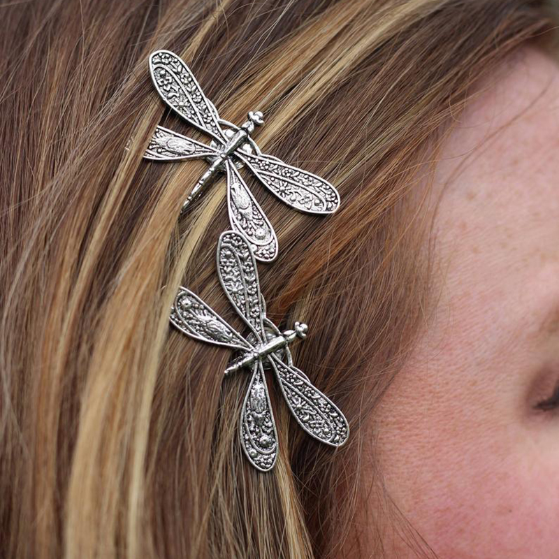 Silver Dragonfly Hair Pins (2 pcs)