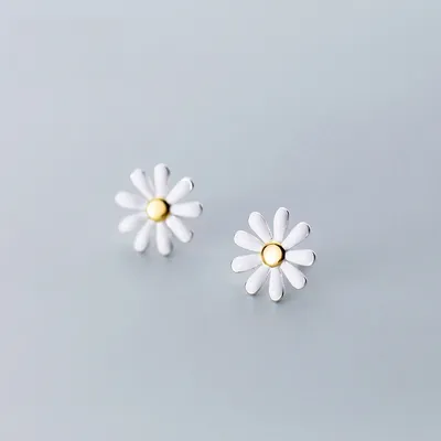 Silver Flower Stud Earrings for Women