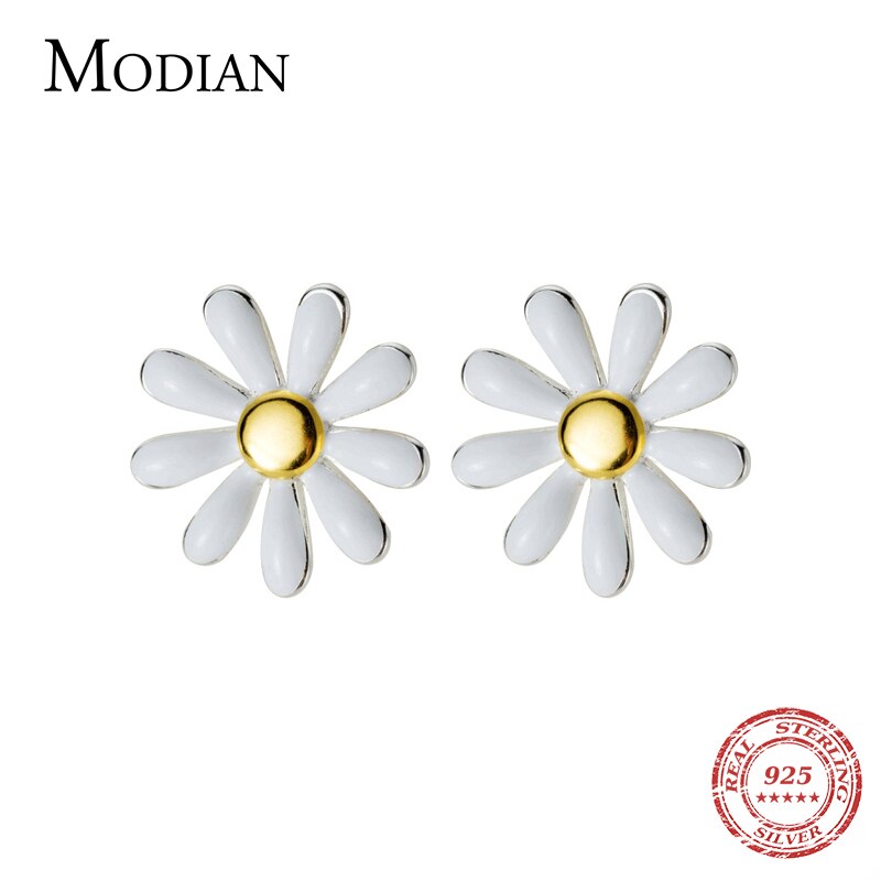 Silver Flower Stud Earrings for Women