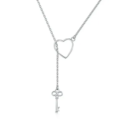 Silver Heart Necklace Chain Link