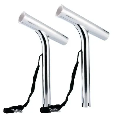 Silver Highly Polished Stainless Steel Outrigger Fishing Rod Holder, Stylish Boat Accessories, 2Pcs