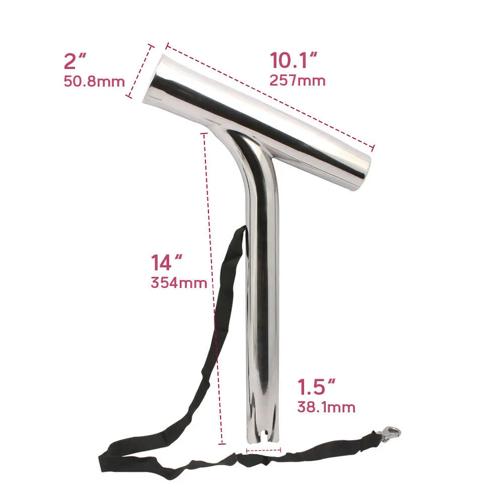 Silver Highly Polished Stainless Steel Outrigger Fishing Rod Holder, Stylish Boat Accessories, 2Pcs