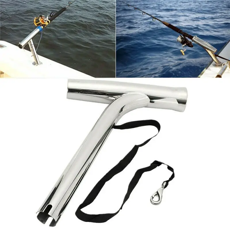 Silver Highly Polished Stainless Steel Outrigger Fishing Rod Holder, Stylish Boat Accessories, 2Pcs
