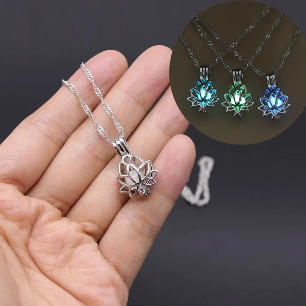 Silver Luminous Lotus Necklace