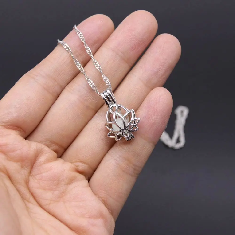 Silver Luminous Lotus Necklace