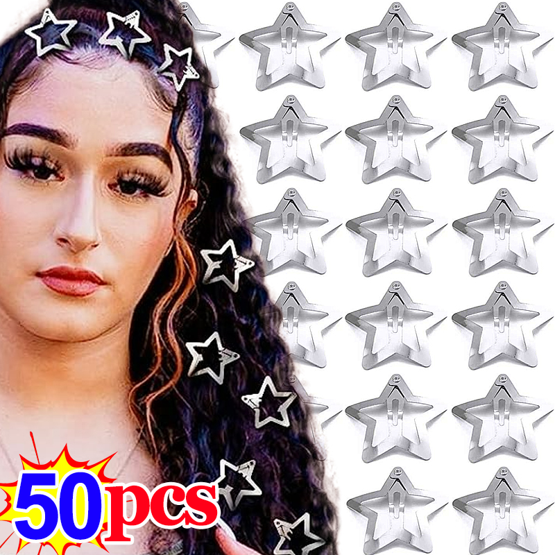 Silver Metal Star Hair Accessories (50 pcs)