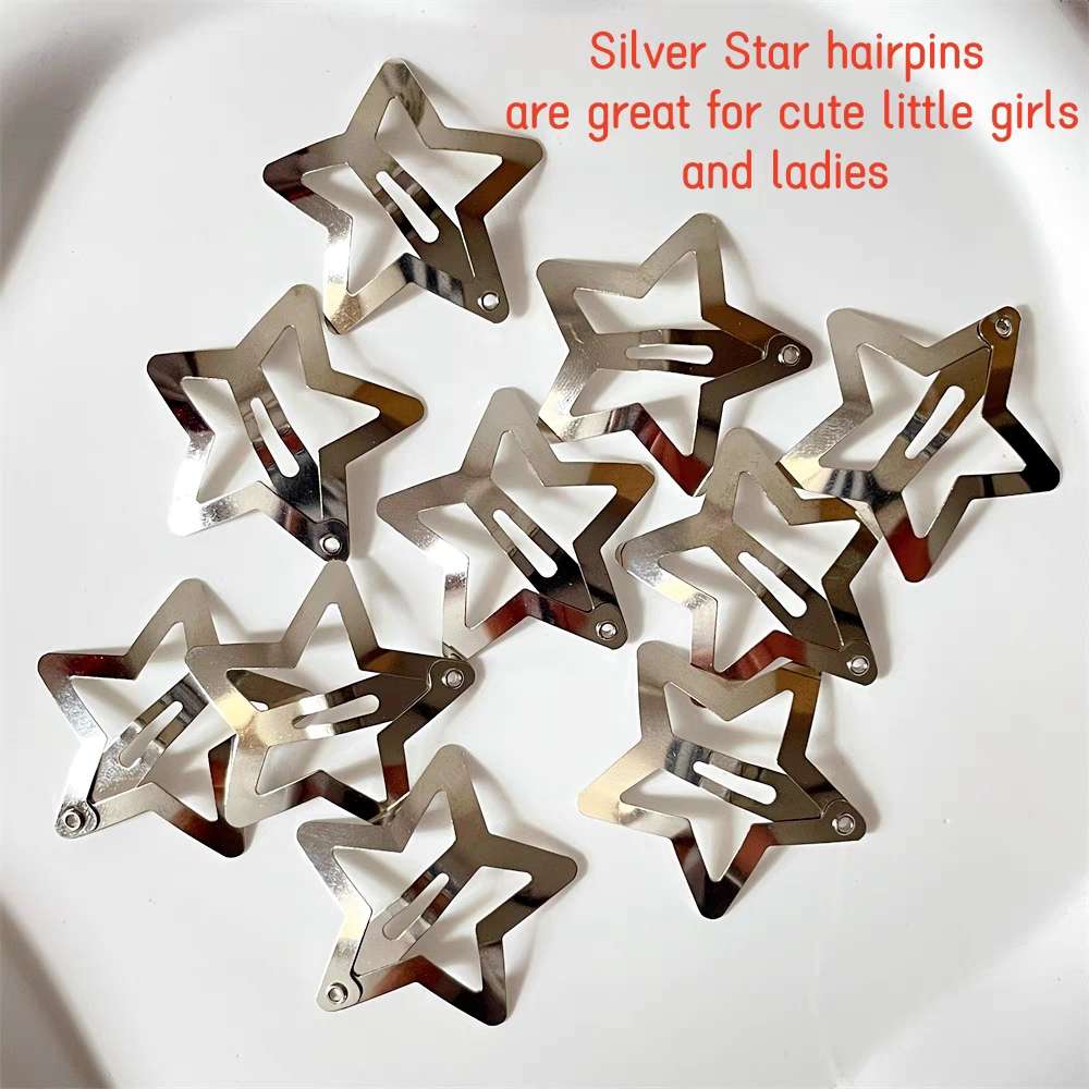 Silver Metal Star Hair Accessories (50 pcs)