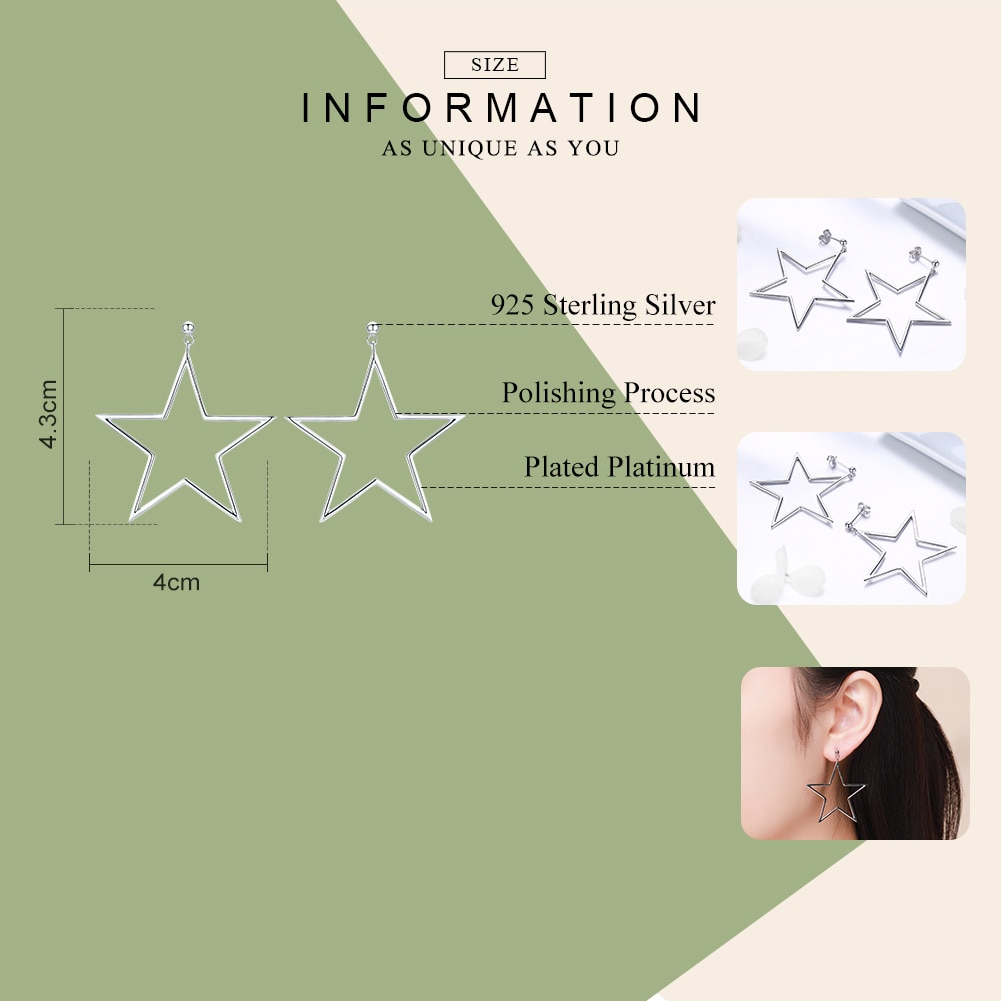 Silver Star Earrings for Women