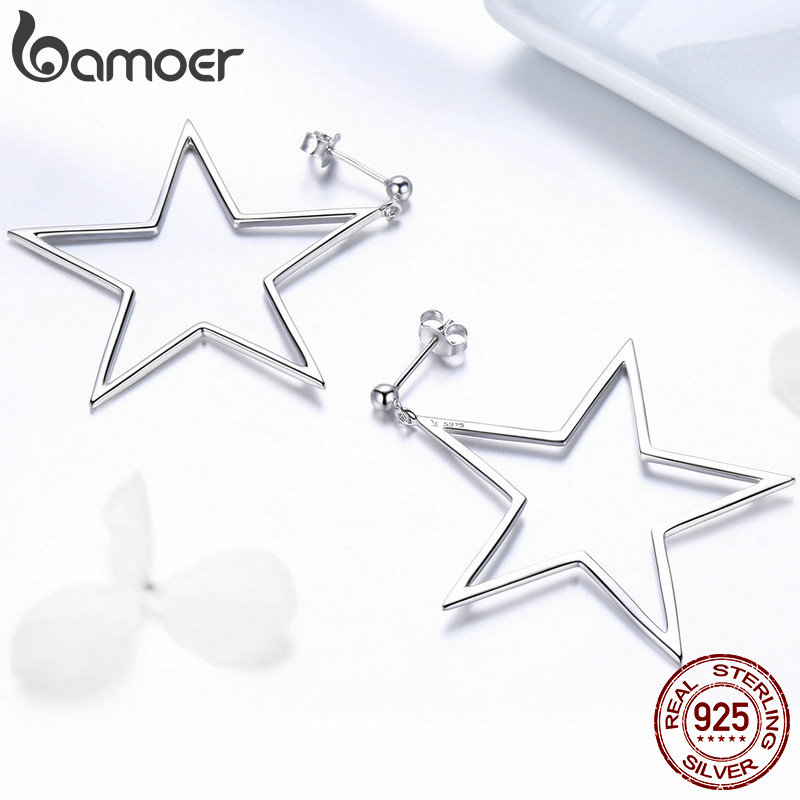 Silver Star Earrings for Women