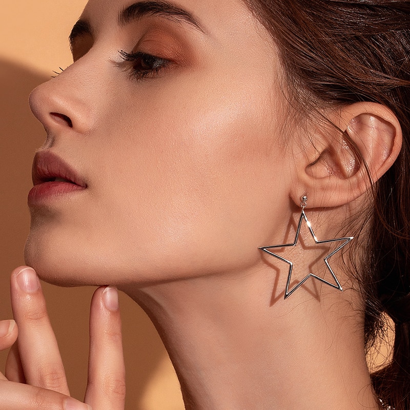 Silver Star Earrings for Women