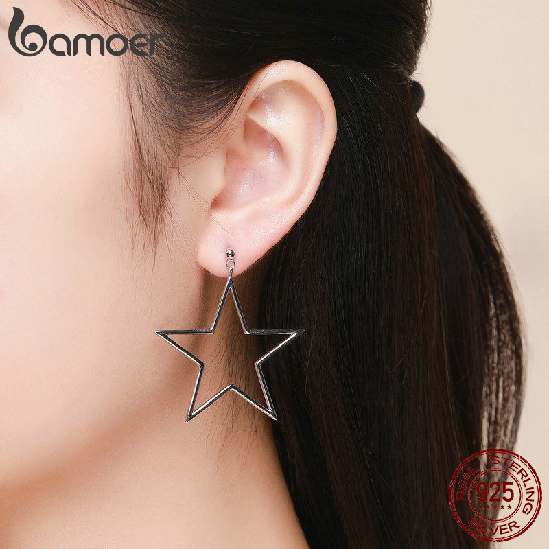 Silver Star Earrings for Women