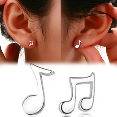 Silver Stud Music Note Earrings Silver Stud Music Note Earrings