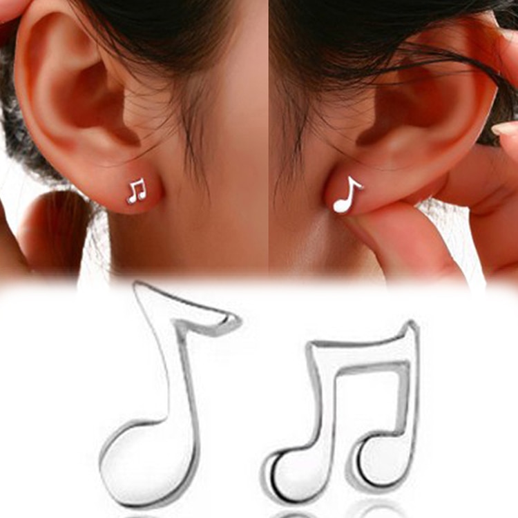 Silver Stud Music Note Earrings Silver Stud Music Note Earrings