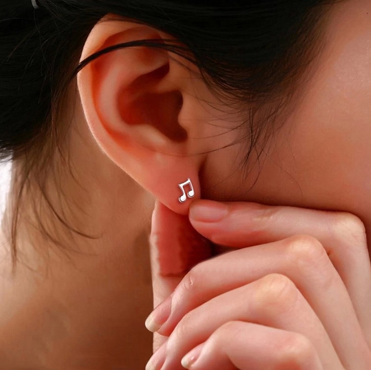 Silver Stud Music Note Earrings Silver Stud Music Note Earrings