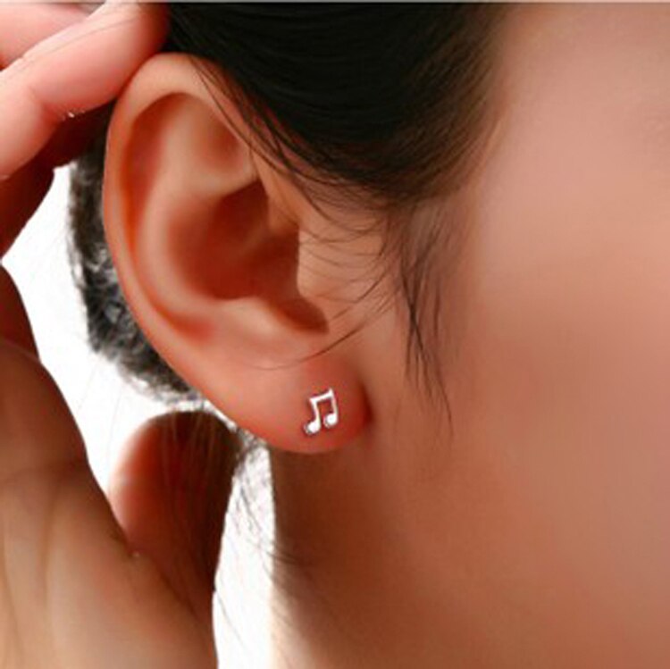 Silver Stud Music Note Earrings Silver Stud Music Note Earrings