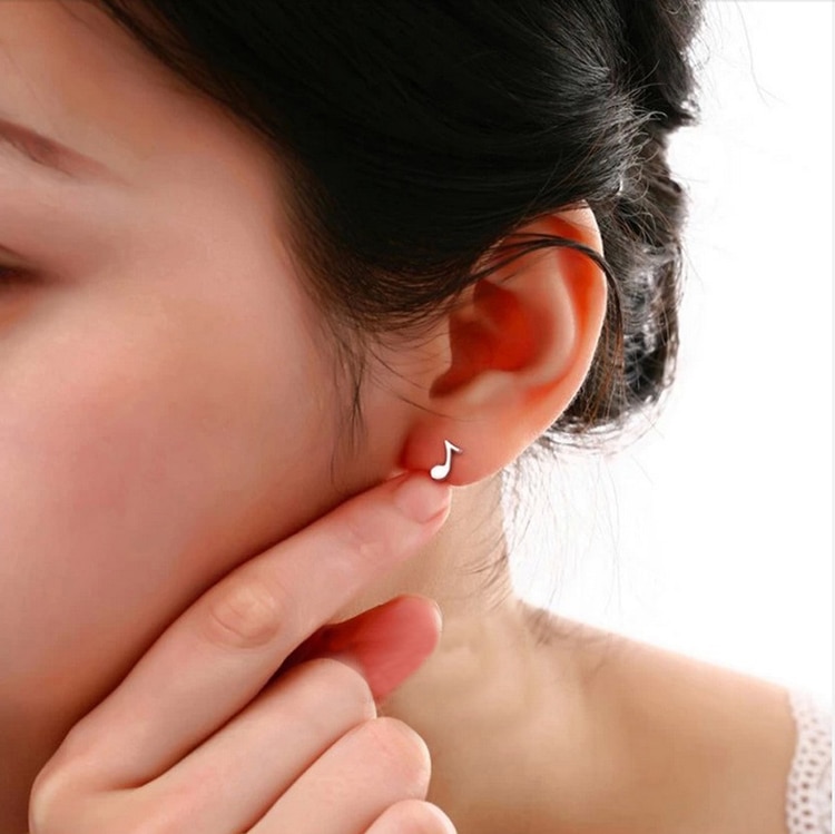 Silver Stud Music Note Earrings Silver Stud Music Note Earrings