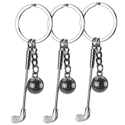 Silver Zinc Alloy Golf Keychain