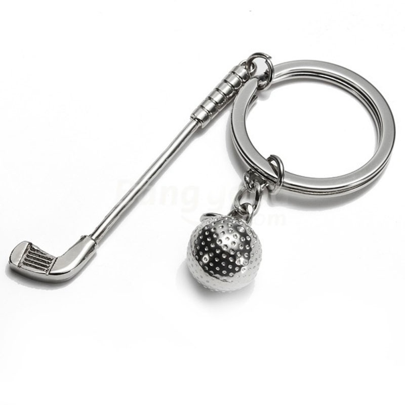 Silver Zinc Alloy Golf Keychain