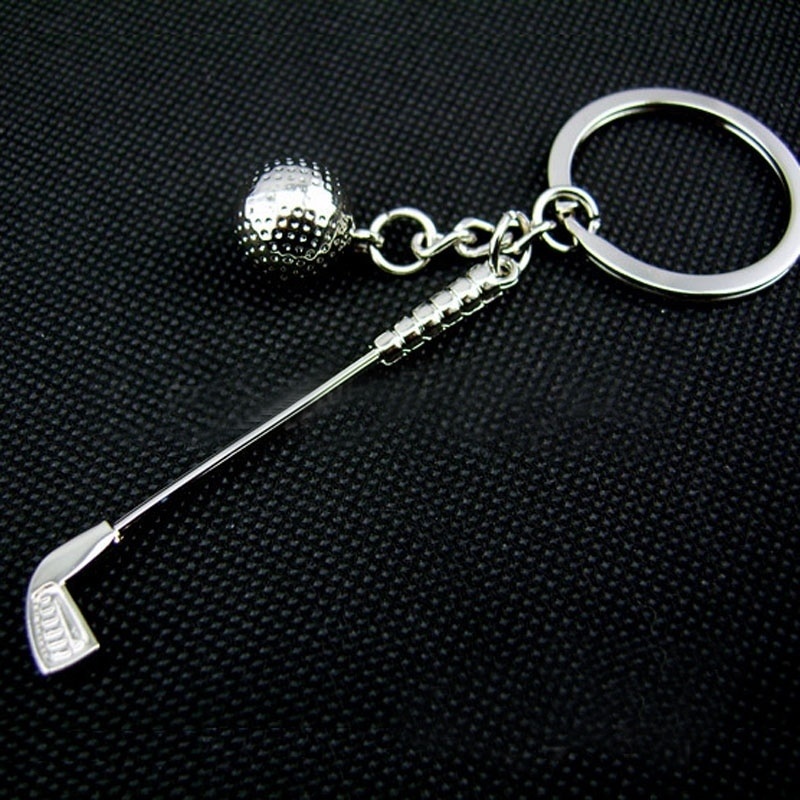 Silver Zinc Alloy Golf Keychain