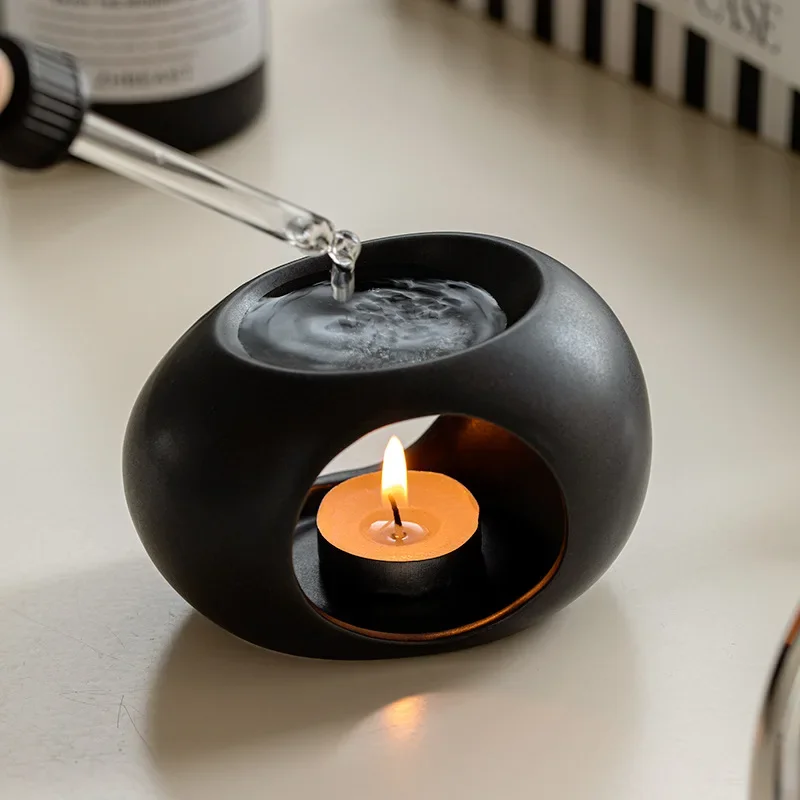 Simple Black Candle Heating Holder Ceramics Essential Oil Reed Diffuser Furnace Household Spa Aromatherapy Incense Simple Black Candle Heating Holder Ceramics Essential Oil Reed Diffuser Furnace Household Spa Aromatherapy Incense
