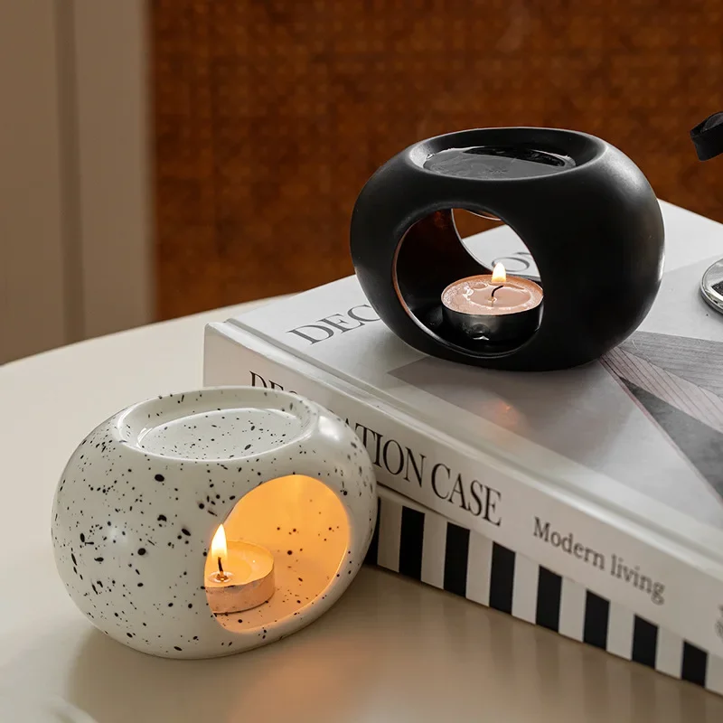 Simple Black Candle Heating Holder Ceramics Essential Oil Reed Diffuser Furnace Household Spa Aromatherapy Incense Simple Black Candle Heating Holder Ceramics Essential Oil Reed Diffuser Furnace Household Spa Aromatherapy Incense