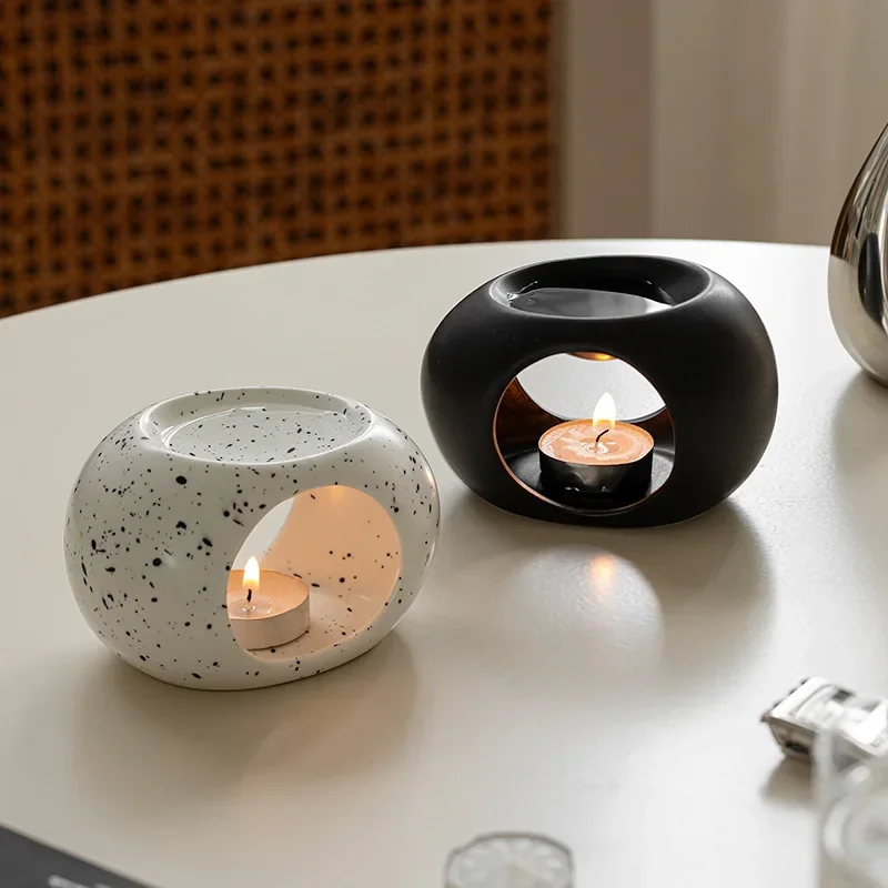 Simple Black Candle Heating Holder Ceramics Essential Oil Reed Diffuser Furnace Household Spa Aromatherapy Incense Simple Black Candle Heating Holder Ceramics Essential Oil Reed Diffuser Furnace Household Spa Aromatherapy Incense