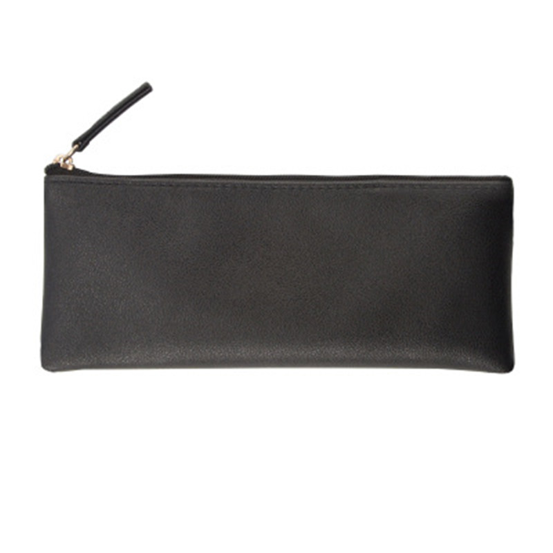 Simple Black Leather Pencil Case