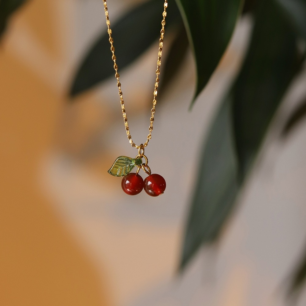 Simple Cherry Necklace for Any Occassion