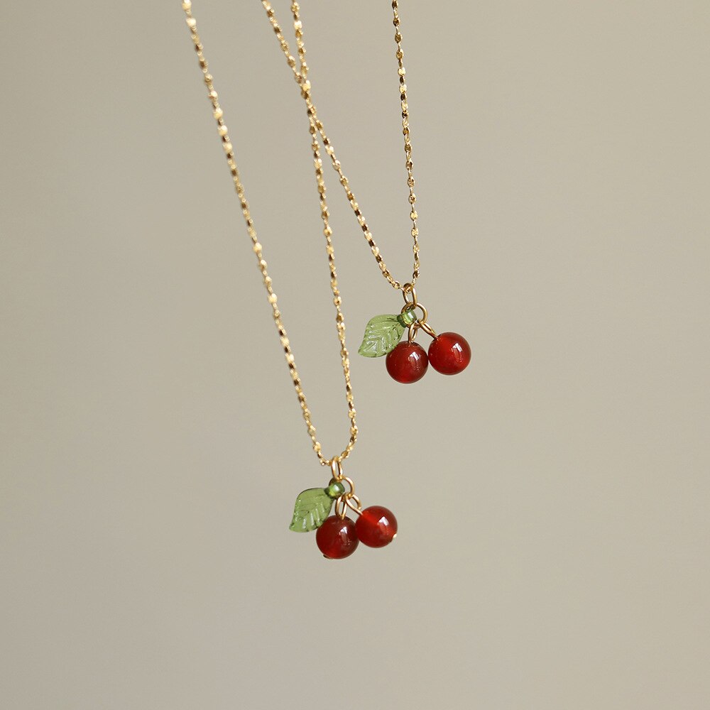 Simple Cherry Necklace for Any Occassion Simple Cherry Necklace for Any Occassion