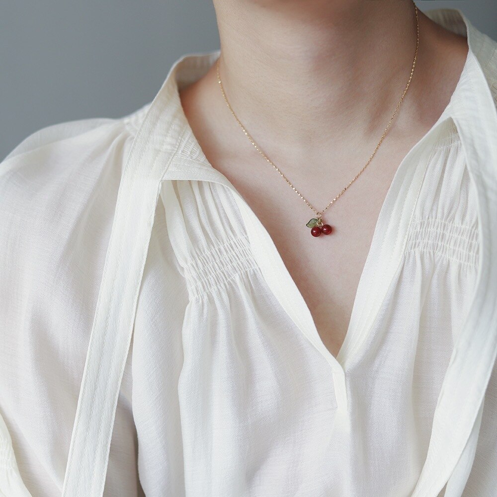 Simple Cherry Necklace for Any Occassion Simple Cherry Necklace for Any Occassion