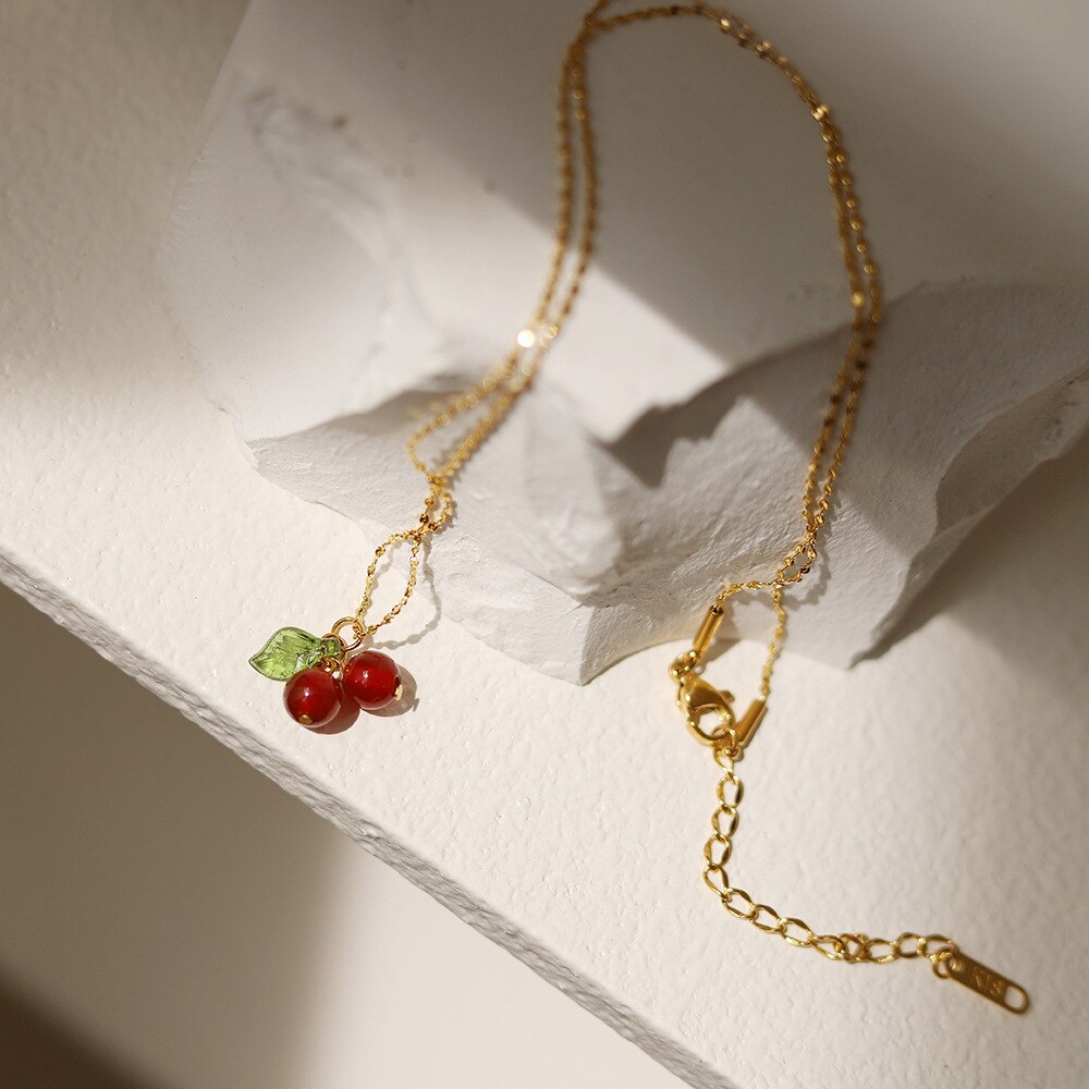 Simple Cherry Necklace for Any Occassion Simple Cherry Necklace for Any Occassion