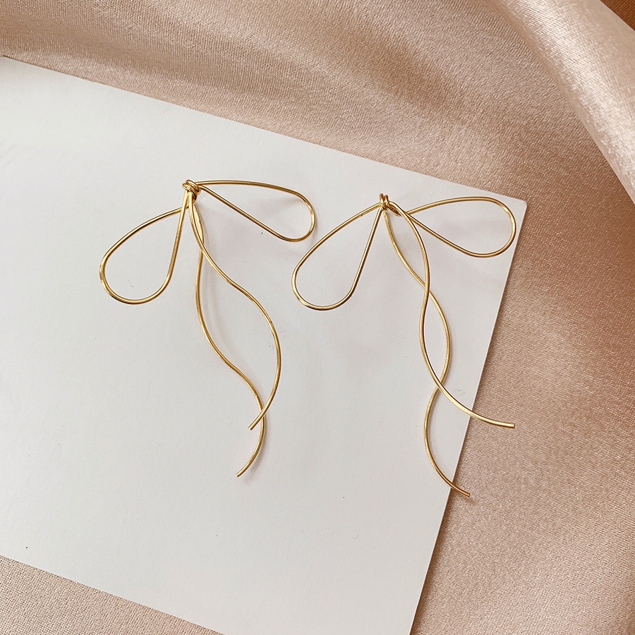 Simple Knot Korean Style Bow Tie Earrings (1 Pair)