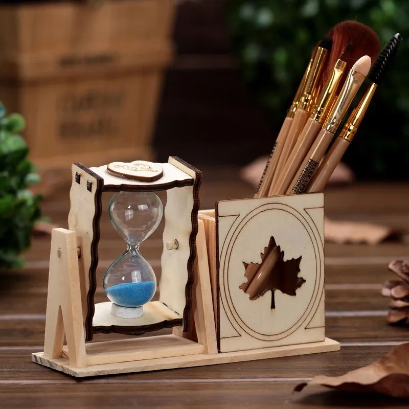 Simple Wooden Single Hourglass Pen Holder Student Desk Decoration Exquisite Creative Pencil Holder Decoration Gift Simple Wooden Single Hourglass Pen Holder Student Desk Decoration Exquisite Creative Pencil Holder Decoration Gift