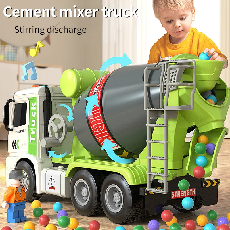Simulation Inertial Engineering Truck Cement Mixing Discharge Acousto-optic Concrete Set Toy Car Toys for Kids