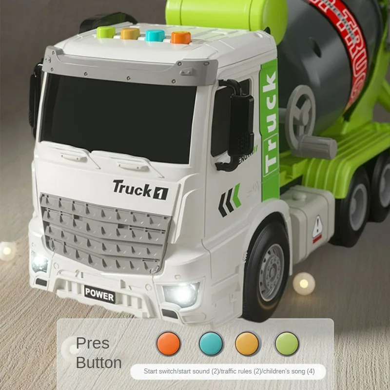 Simulation Inertial Engineering Truck Cement Mixing Discharge Acousto-optic Concrete Set Toy Car Toys for Kids